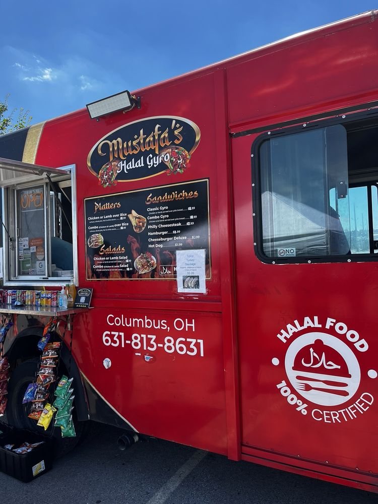 The Mustafa's Halal Gyro food truck menu board